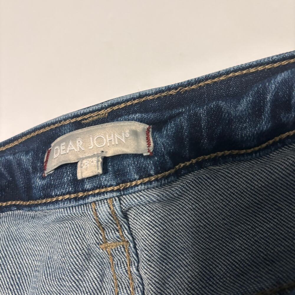 Dear John Denim Shorts Womens 33 Blue Mid Rise Stretch Raw Hem Casual - Picture 2 of 7